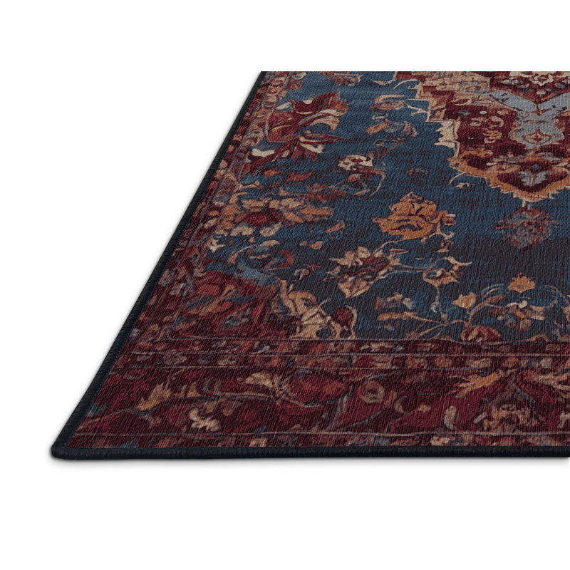 Machine Washable Black Area Rug, Square 6'