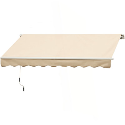 Outsunny 10' X 8' Retractable Awning, Patio Awnings, Sunshade Shelter W/ Manual Crank Handle, UV & Water-Resistant Fabric And Aluminum Frame For Deck, Balcony, Yard