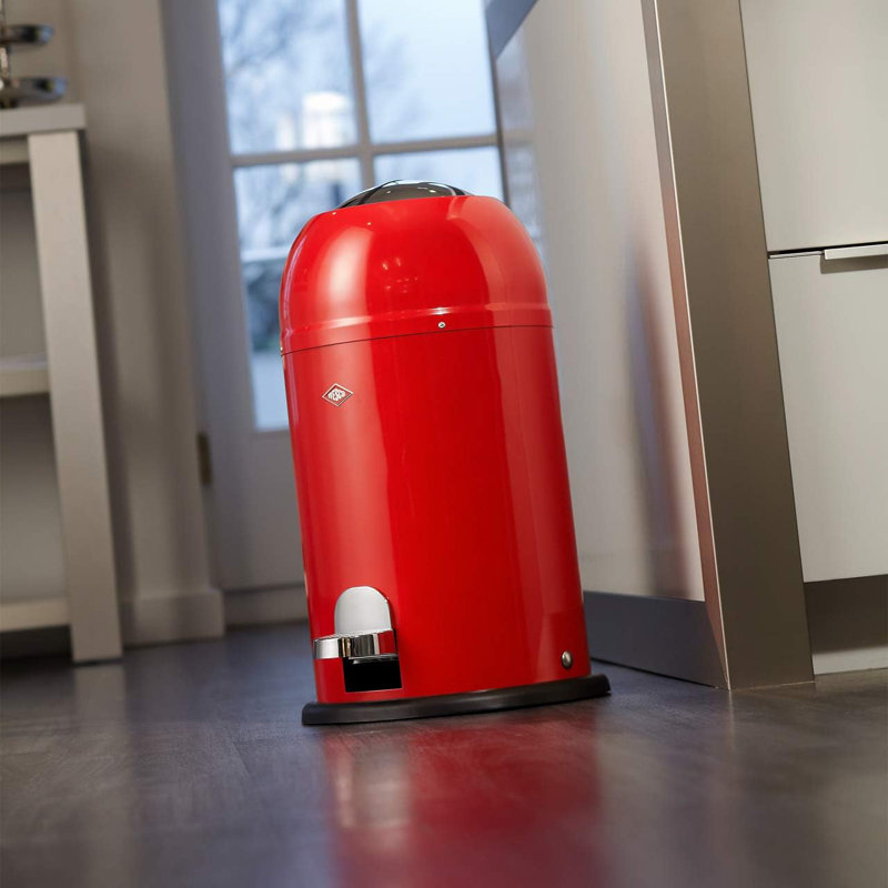 Kickmaster 12 Litre Step On Curbside Trash & Recycling Bin, Red