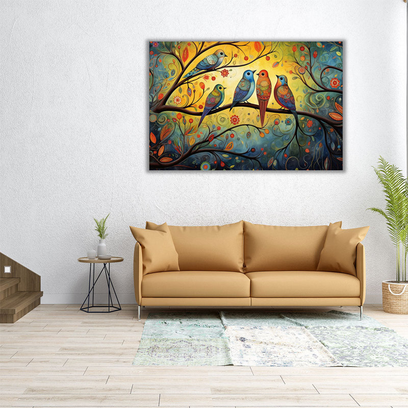 " Feathered Flock Fantasy 4 ", 20" H x 30" W