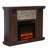 Birchfield 47"W Electric Fireplace with Mantel, Faux Stacked Stone Freestanding Fireplace Heater-89831031