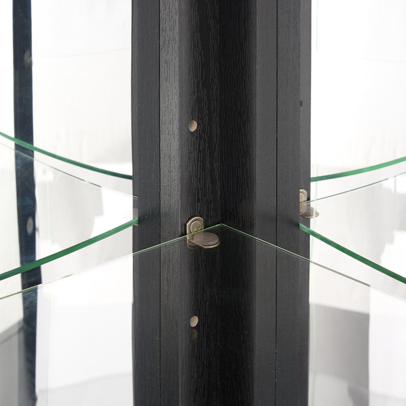 Vitrine de coin vitrée éclairée, Noir