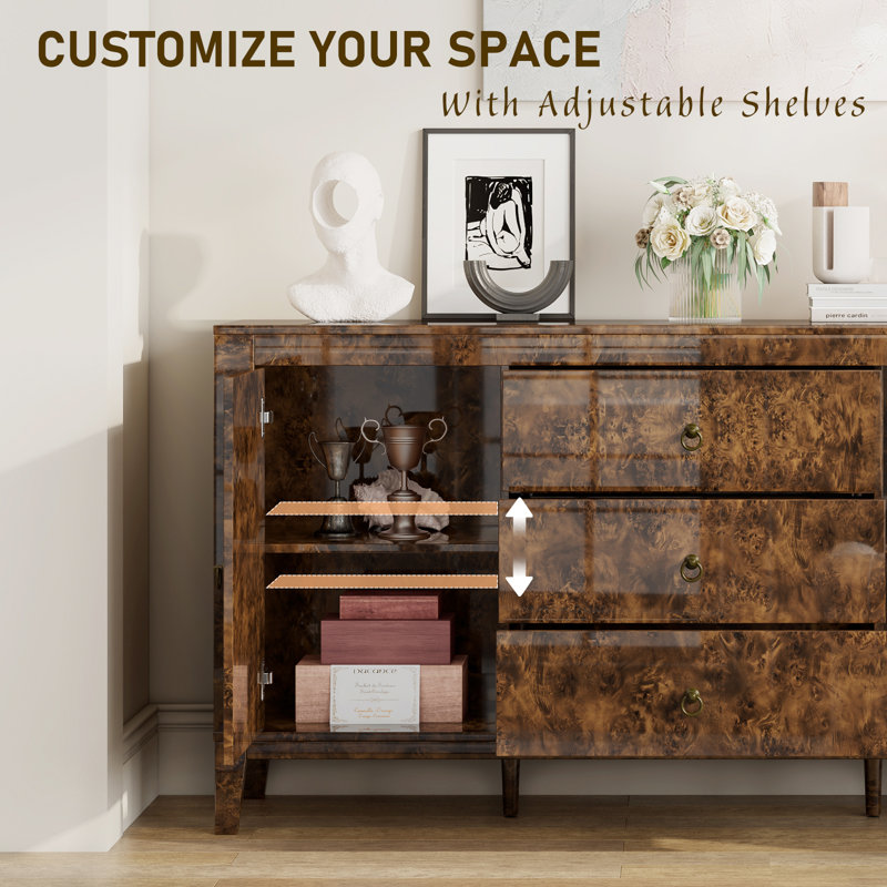 Breakwater Bay Adamarys Burl Wood Sideboard Buffet