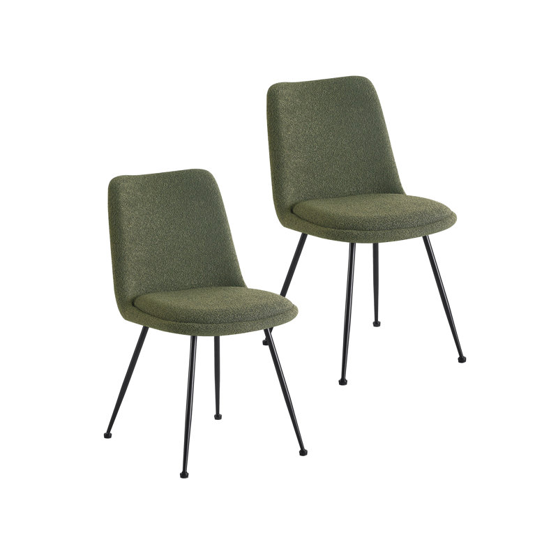 Caiddie Fabric Dining Chair with Steel Legs, Green