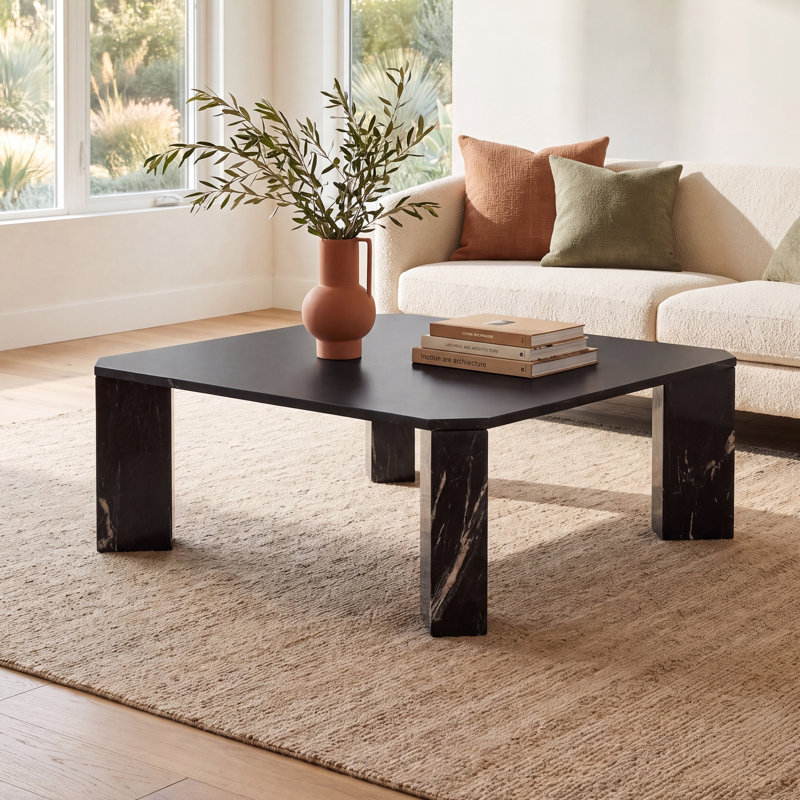 Ghislaine Marble Top Single Coffee Table, Black