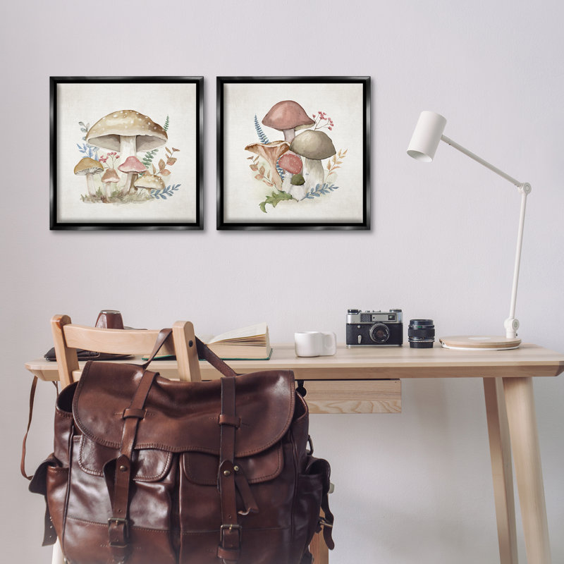 Ensemble de cadres flottants 2 pièces Pastel Blooming Mushroom, design par Mollie B., H 18 po x l 18 po