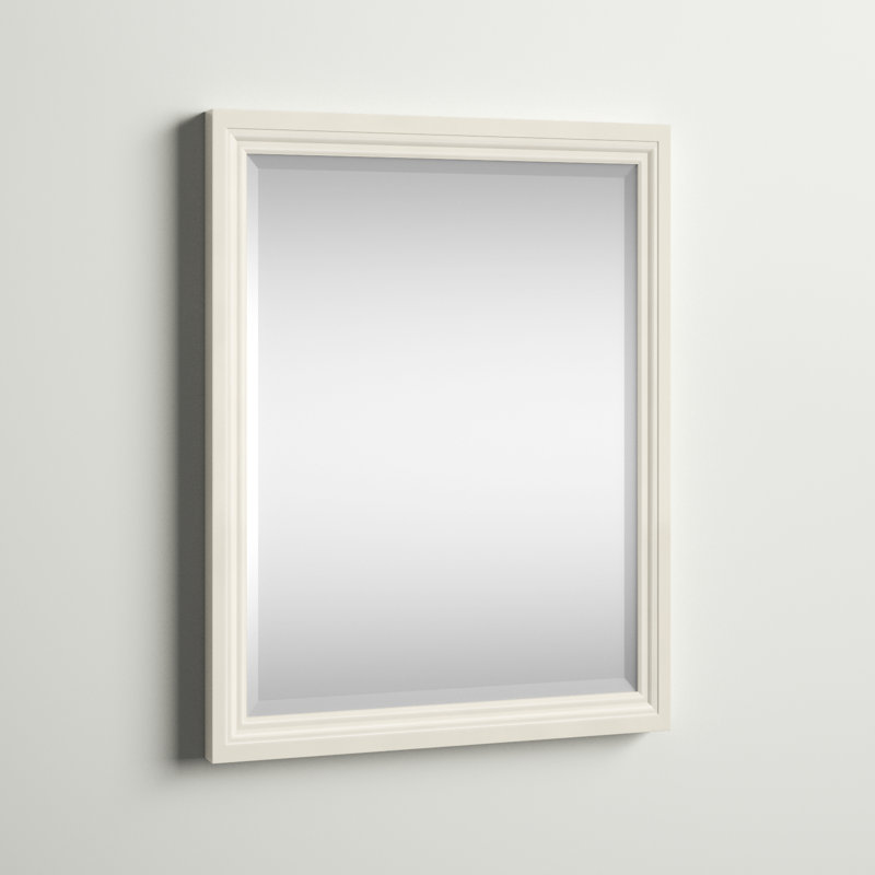 Magruder Wood Rectangle Wall Mirror, 30" H x 24" W, French White