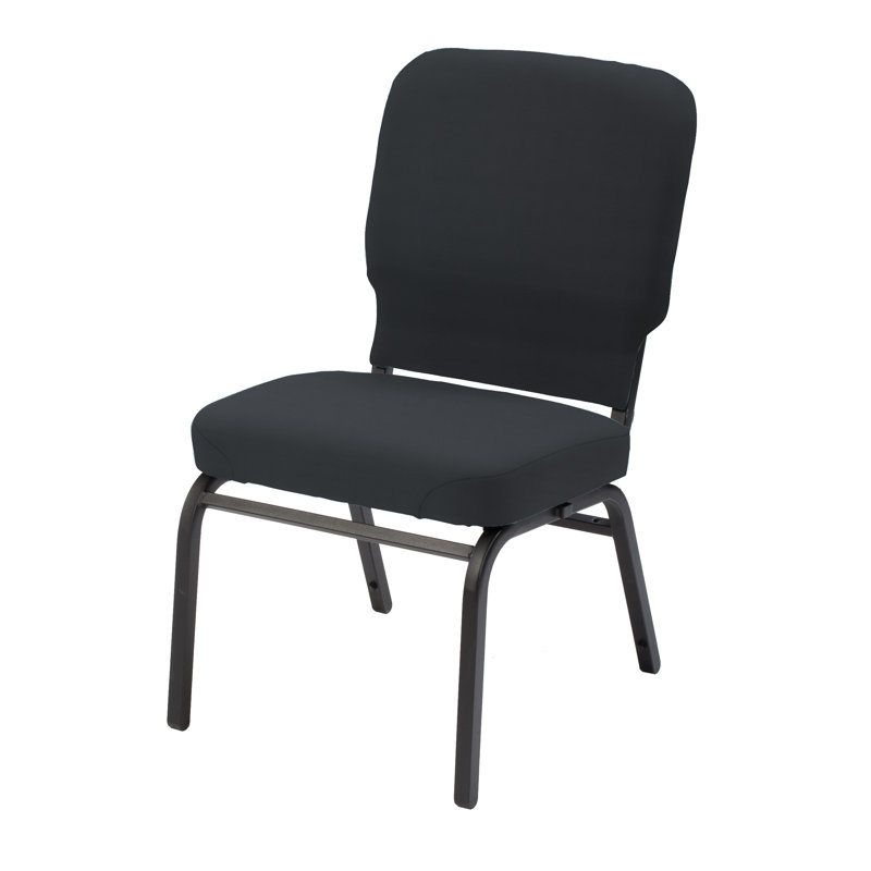 Chaise empilable robuste avec coussin 1040 Series, Noir, Tissu noir, Sans accoudoirs