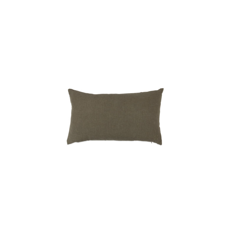 Simple Linen Pillow Cover & Insert, Olive, Rectangle 12" H x 22" W
