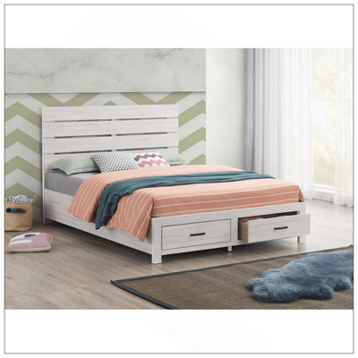 Geary Coastal White Queen Storage Panel Bed