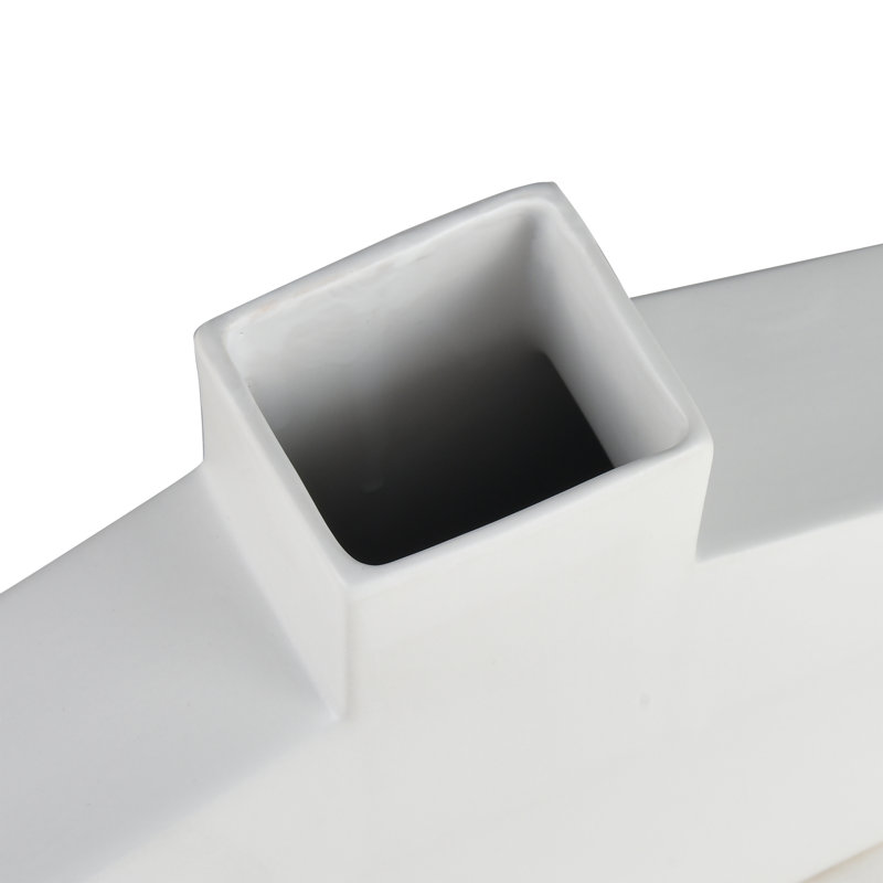 Vase Drue - court blanc mat, H 10,25 po x l 16,25 po x P 2,5 po, Blanc mat