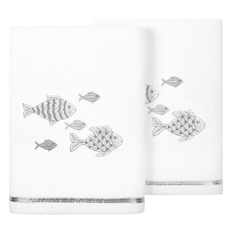Ensemble de serviettes en coton turc 2 pièces Figi, Blanc