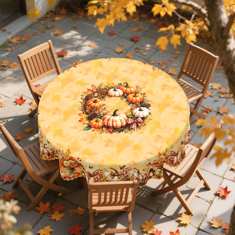1pc Autumn Decor Thanksgiving Polyester Tablecloth, Pumpkin, Turkey And Sunflower Design Pattern, Rectangular And Round Autumn Harvest Tablecloth, Thanksgiving Gift, Suitable For Fall Indoor/Outdoor Use, Camping And Picnic Decoration