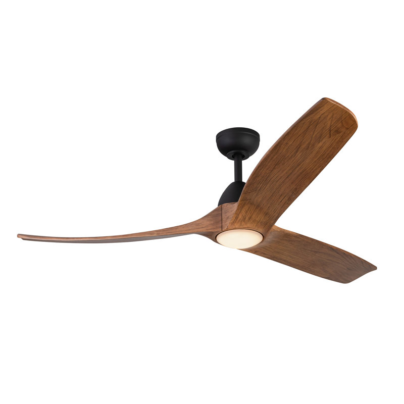 Baylor Smart LED Downrod Ceiling Fan, Natural Oak