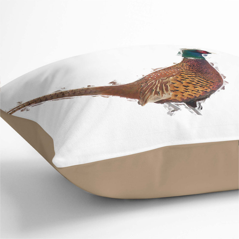 Pheasant Bird in Winter Cushion with Filling, 55cm H x 55cm W x 20cm D, Stone