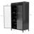 47.6" Tall Metal Storage Cabinet With Glass Doors & Flip-Top