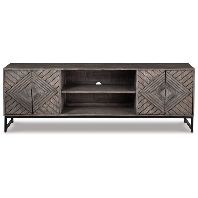 Treybrook Distressed Gray & Black Iron Accent Cabinet