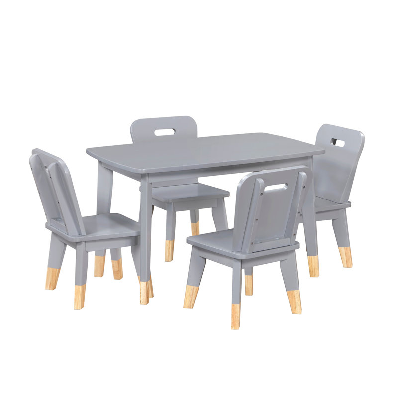 Ensemble de table et de chaises pour enfants, ensemble de 5 pièces à finition grise, Gris