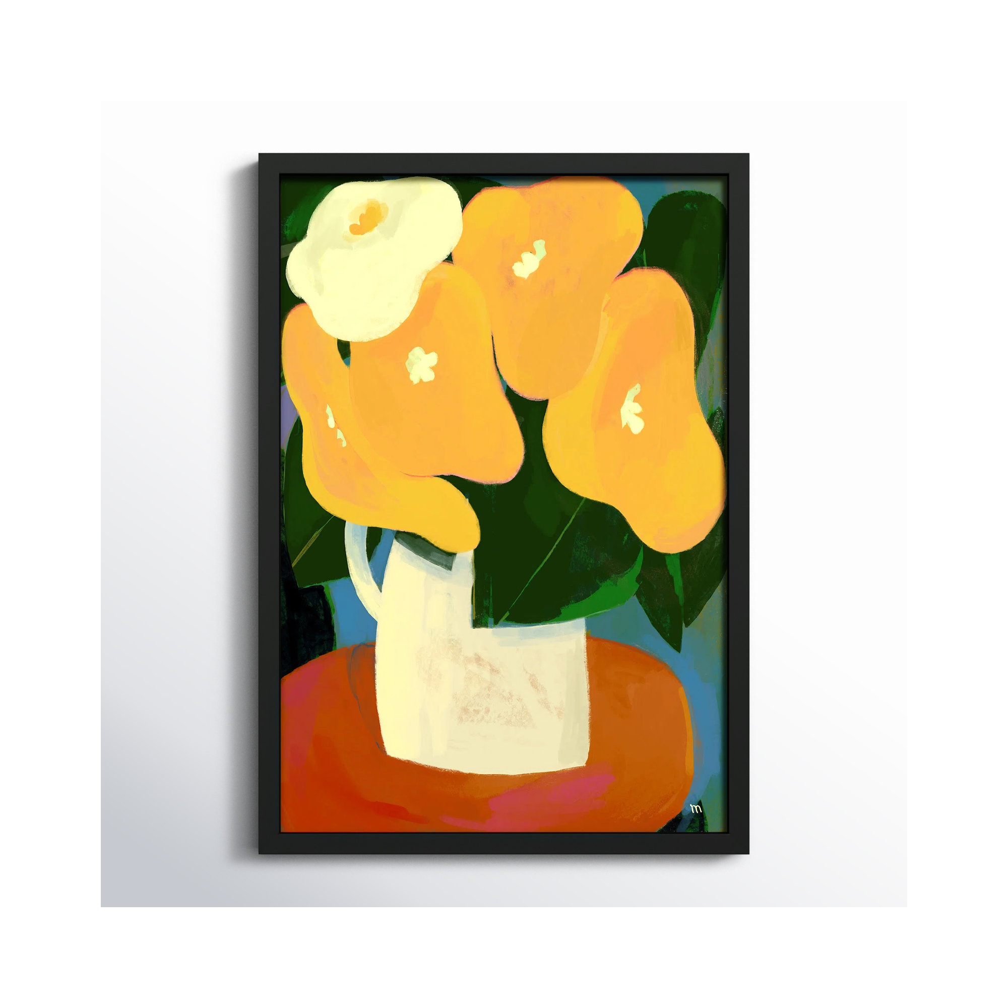 My Yellow Flowers by StudioM, 25" H x 17.5" W x 1.25" D, Black