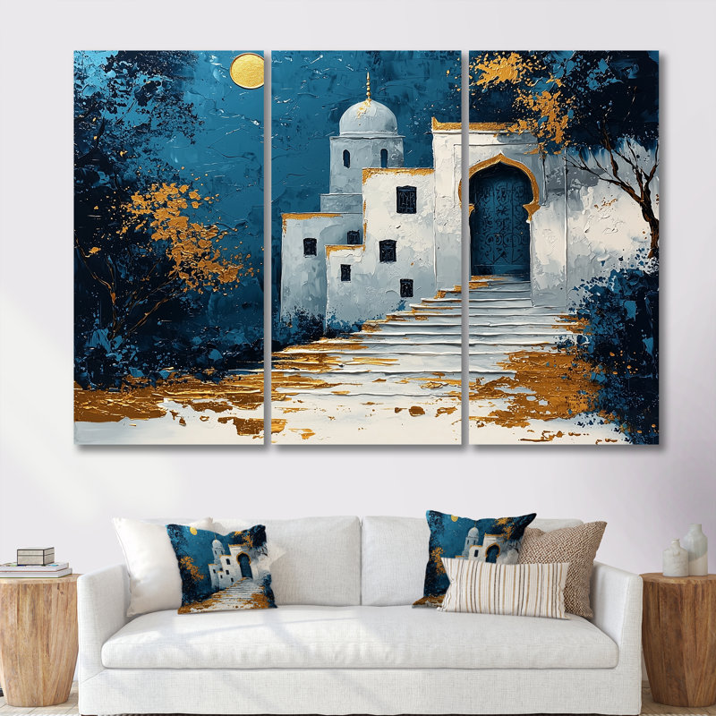 Maroc, or bleu, Rabat, Kasbah, ensemble de reproductions d'art mural, Maroc, Toile tendue, H 40 po x l 60 po x P 1 po