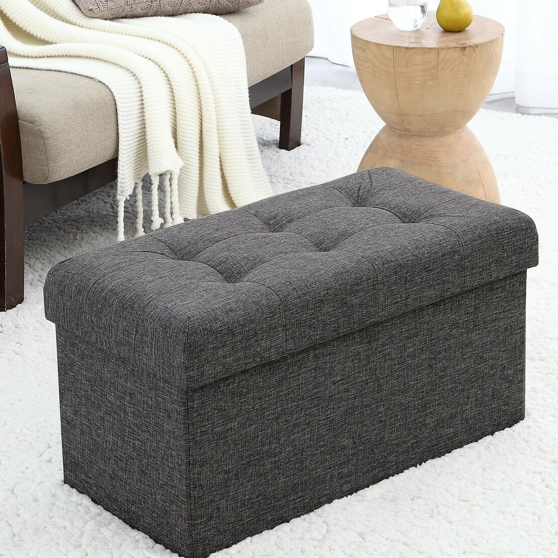 12 H Small Foot Stools Ottoman - Grey