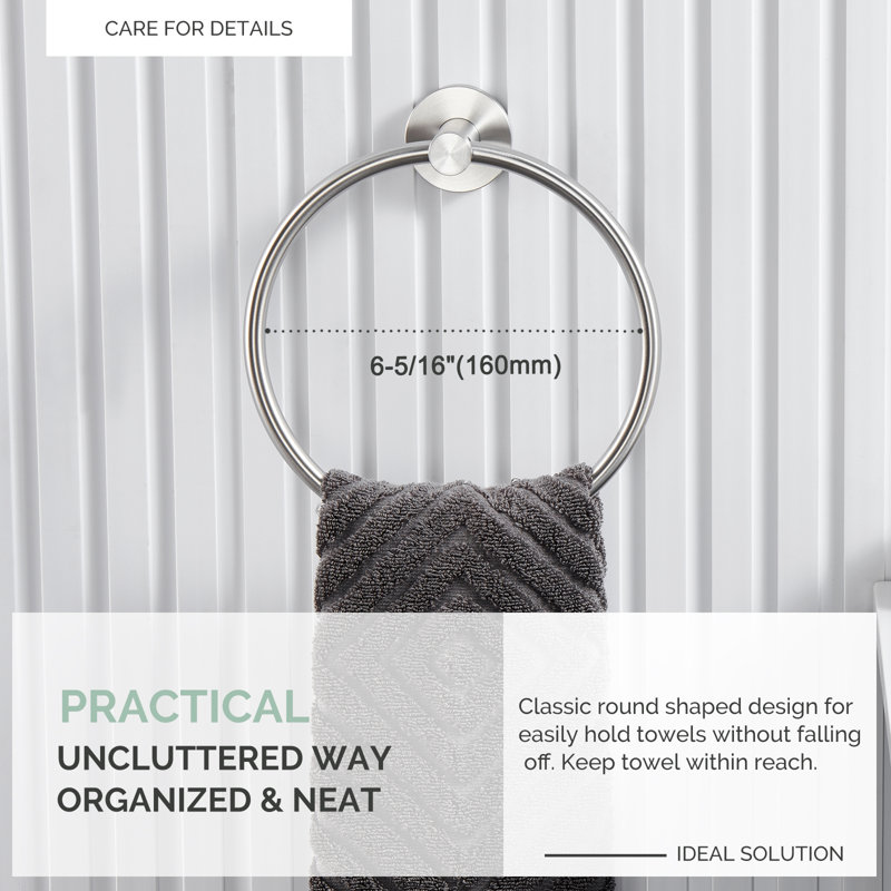 Wall Mounted Stainless Steel Bathroom Towel Ring, Brushed Nickel