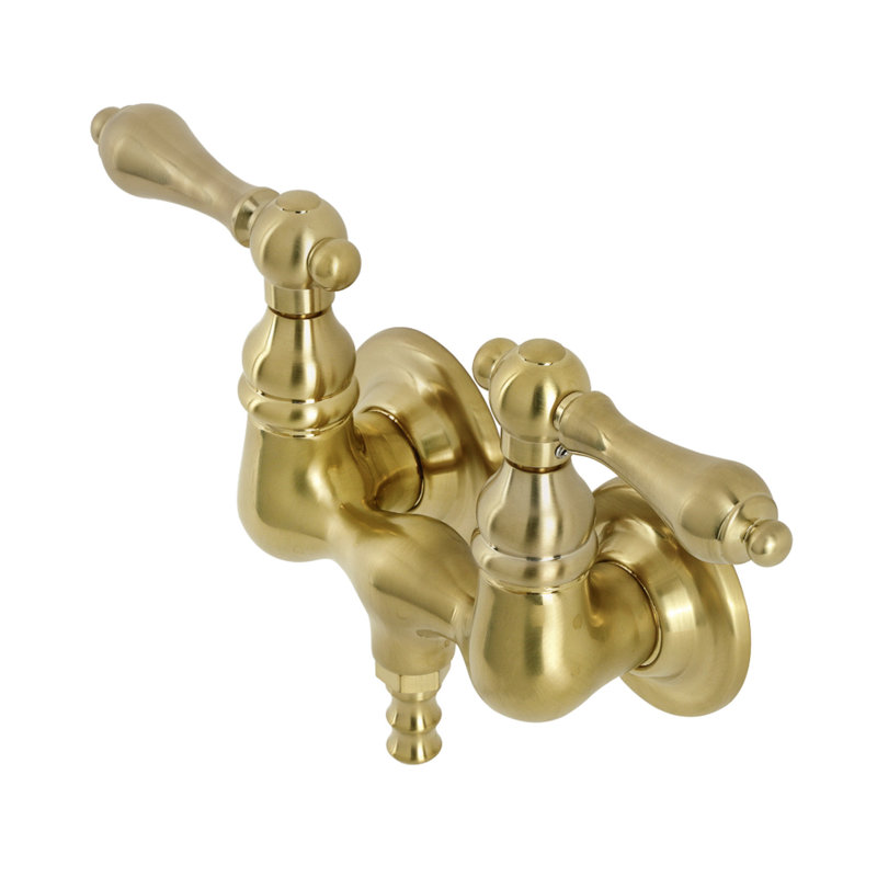 Kingston Brass Aqua Vintage Two-Handle 2-Hole Tub Wall Mount Clawfoot Tub Faucet, Brushed Brass