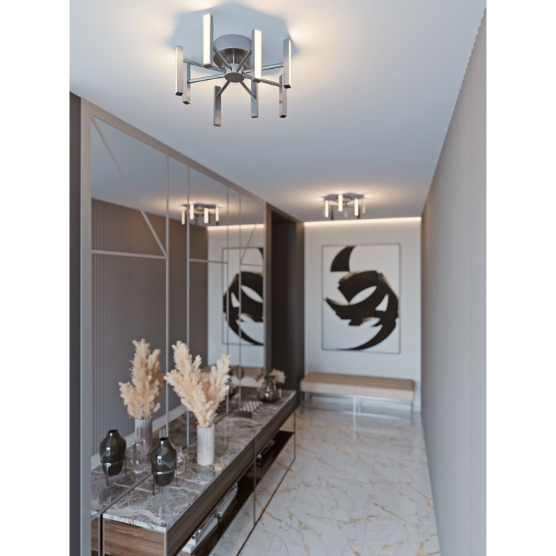 Janilee LED Semi Flush Mount, Satin Nickel