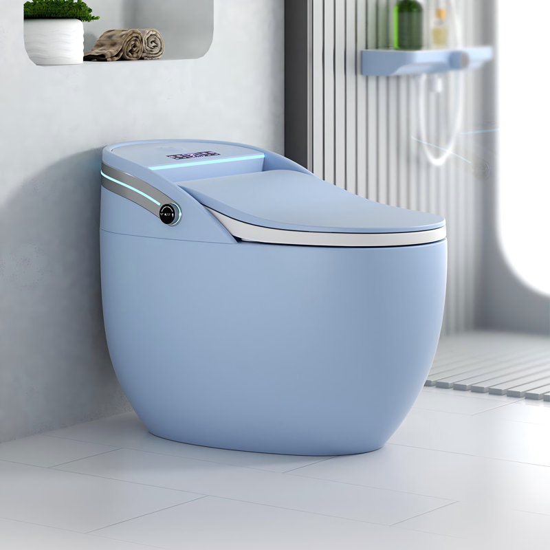 12" Rough-In 15.75"Seat Height Egg-shaped All-in-one Multifunctional Fully Automatic Siphonic Smart Toilet, No Water Pressure Restriction Required