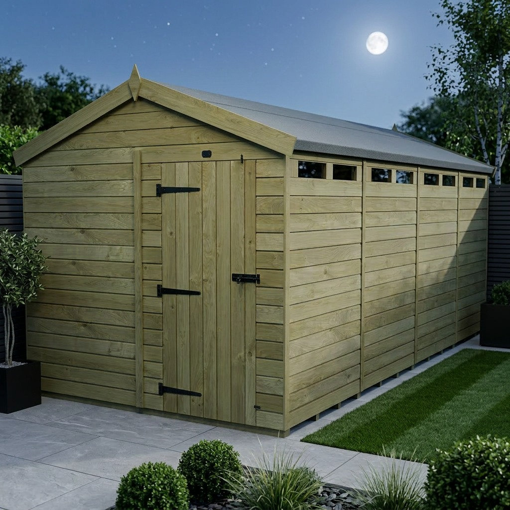 Total Sheds 8ft x 20ft Security Apex Shed - Heavy-Duty Hasp Staple Anti-Tamper - Pressure Treated Timber - UK Manufactured