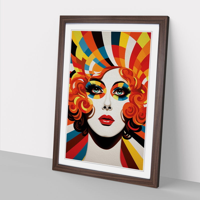 Drag Queen Op No.2 - Single Picture Frame Print on Wood, Walnut Framed, 34cm H x 25cm W