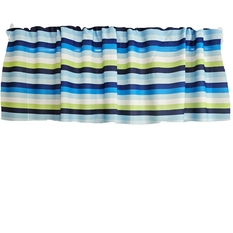 Cantonnière en polyester Popeline, Bleu vert, L 16 po x L 58 po