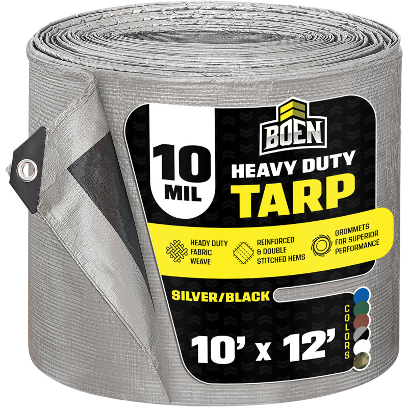 Bâche noire argentée Boen, 10 pi x 12 po