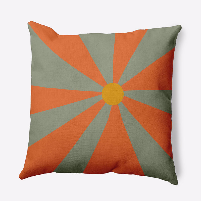 Coussin intérieur / extérieur Leafy Branch, H 16 po x l 16 po, Orange / géométrique gris