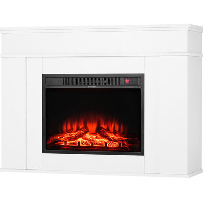 43-Inch White Electric Freestanding Fireplace, 1500W 5120Btu, Adjustable Flames, Overheating Protection, Timer, For Bedroom Fireplace Stove, Realistic Remote Control, Living Room Comfort,
