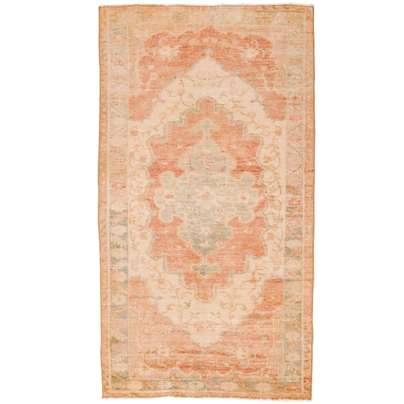 Tapis unique en laine rouille / beige 3 pi 3 po x 6 pi 1 po Tribal