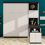 Lit mural double avec bureau et tablettes et armoires de rangement intégrées