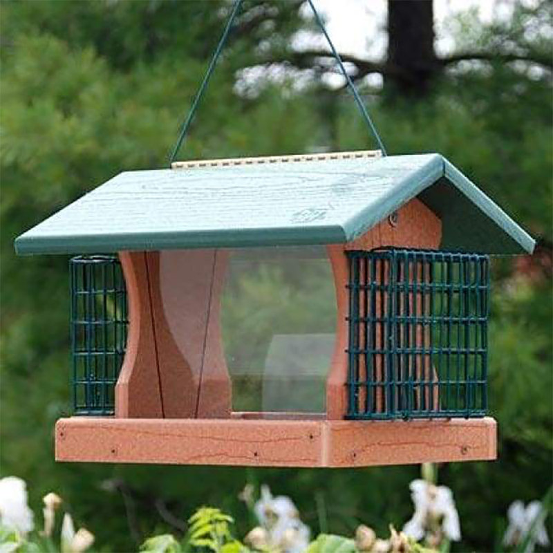 Alimentation pour oiseaux suspendue en bois 5,5 lb Woodink Going Green avec 2 cages à suif, vert (paquet de 2)