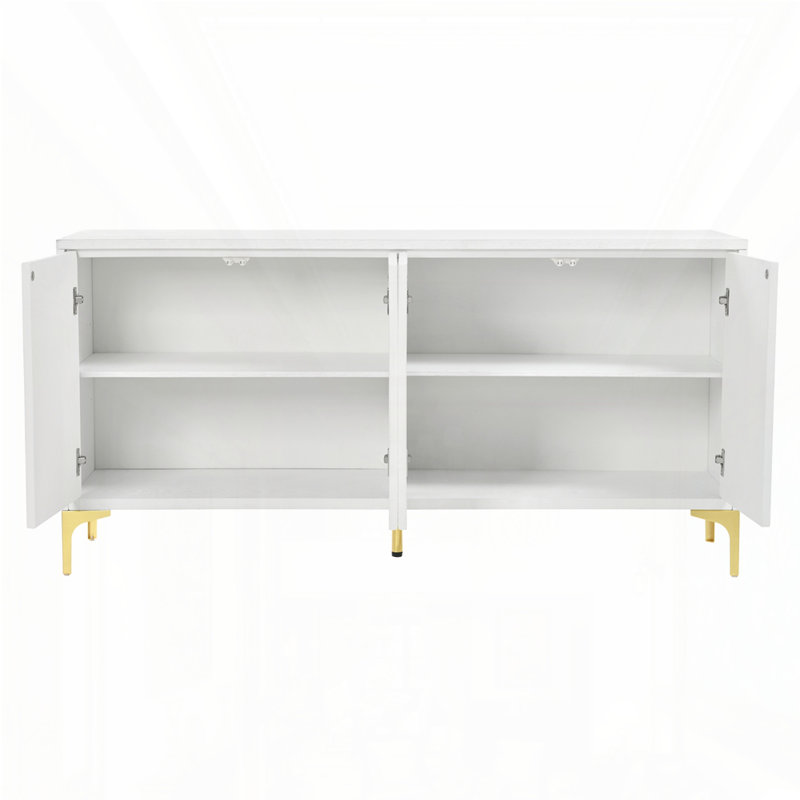 Buffet moderne à 4 portes avec surface sculptée et façonnée Creative, Blanc