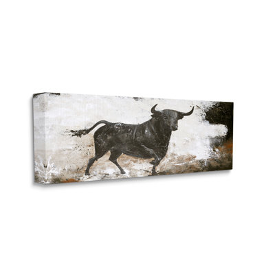 " Rustic Running Bull Abstract Animal Painting Wild Cattle " Painting Print