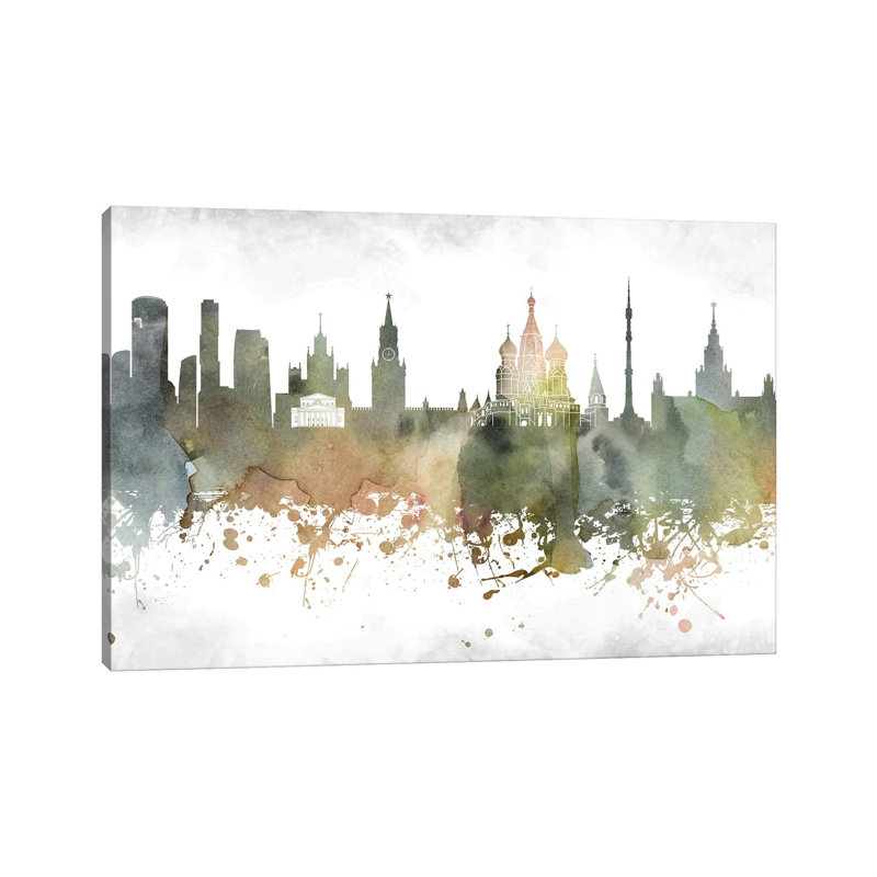 Moscow Skyline by WallDecorAddict - Wrapped Canvas Print, 20.32cm H x 30.48cm Wx 1.905cm D