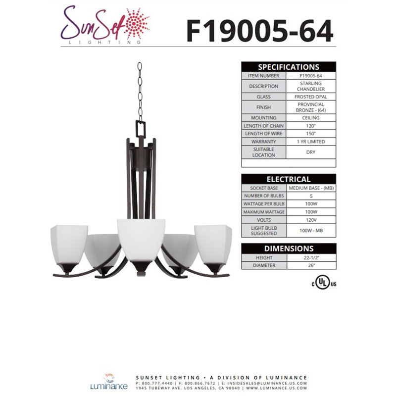 Lustre classique à 5 lumières avec abat-jour