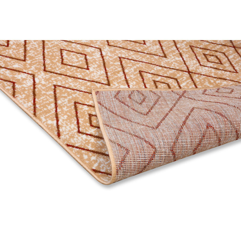 Tapis orange à motif géométrique Finke, Rectangle 2 pi x 4 pi