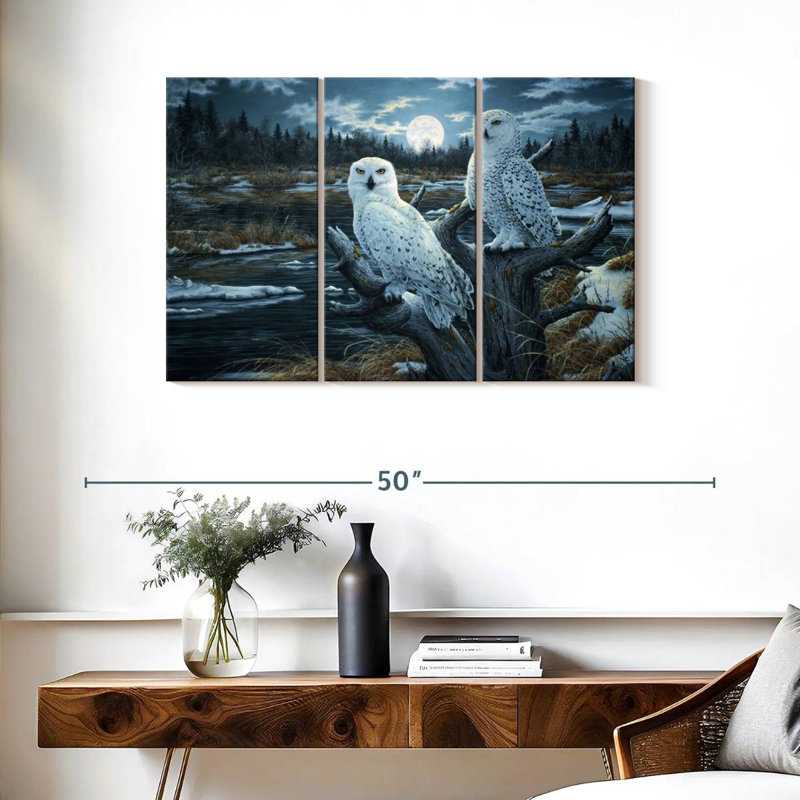 Brampt Two Snowy Owls, 24" H x 38" W
