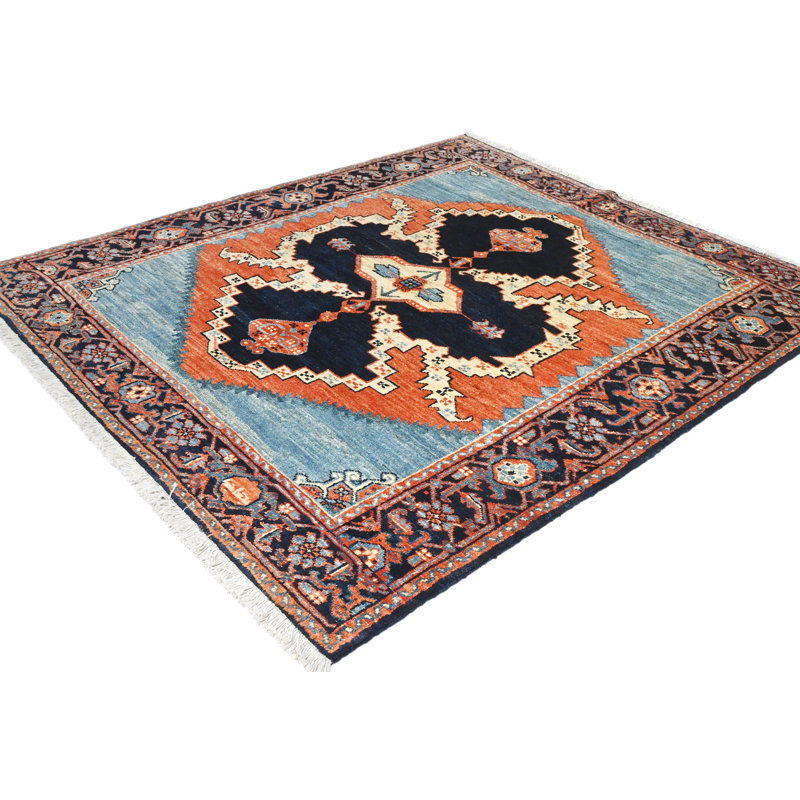 Tapis oriental vintage en laine fait à la main 5 x 6 Viss
