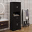 Grande armoire de rangement autoportante avec 4 portes, 1 tablette ouverte et 1 tiroir