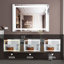 Miroir de salle de bain rectangulaire sans cadre à DEL avec capteur tactile, antibuée et 3 options de couleur en argent-38652435