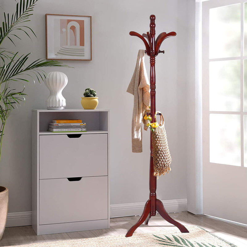 Clemmer Solid Wood Freestanding 10 - Hook Coat Rack