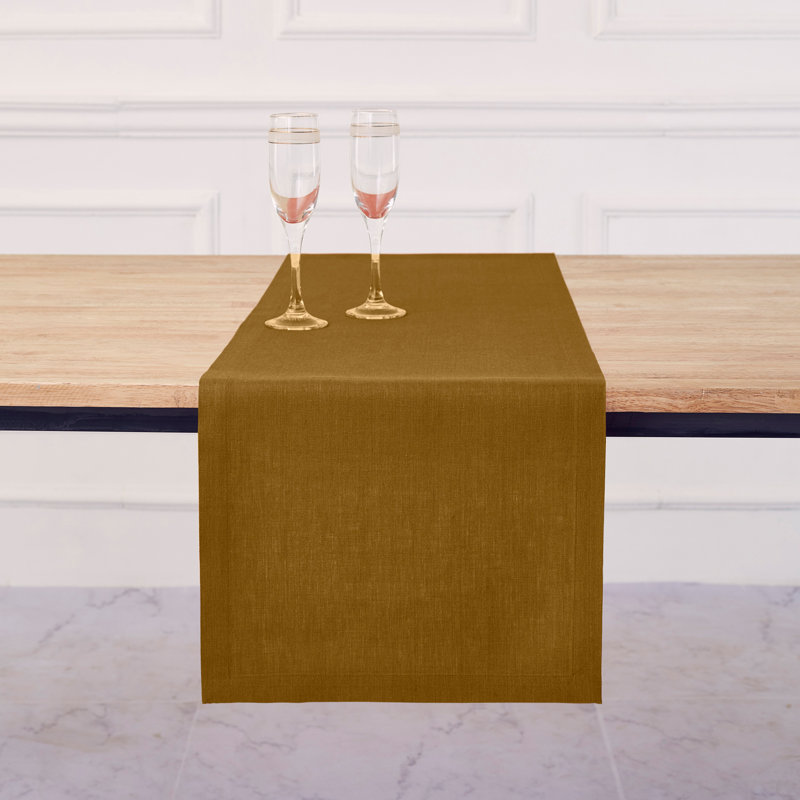 Diana - 100% Pure Linen Table Runner, 90" x 14", Toffee