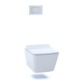 Dual-Flush Square Wall Mounted Toilet with Glazed Surface (Seat Included)